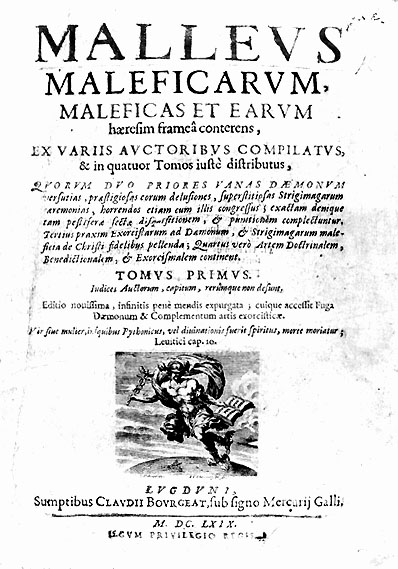 Title page of the "Hammer of Witches" (Malleus maleficarum), Lyon edition of 1669