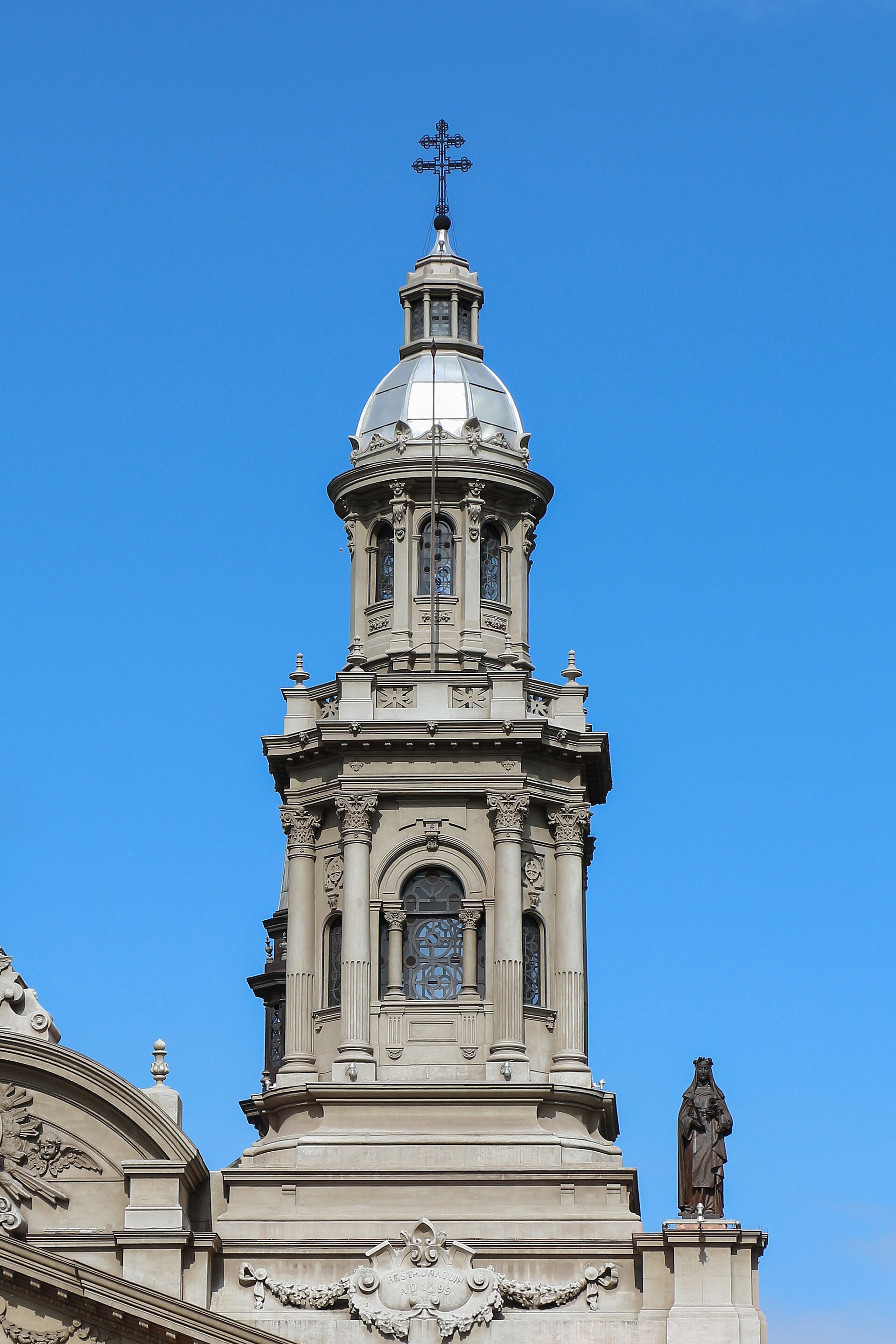 Tower of the Cathedral of Santiago de Chile, cathedral church of the archdiocese