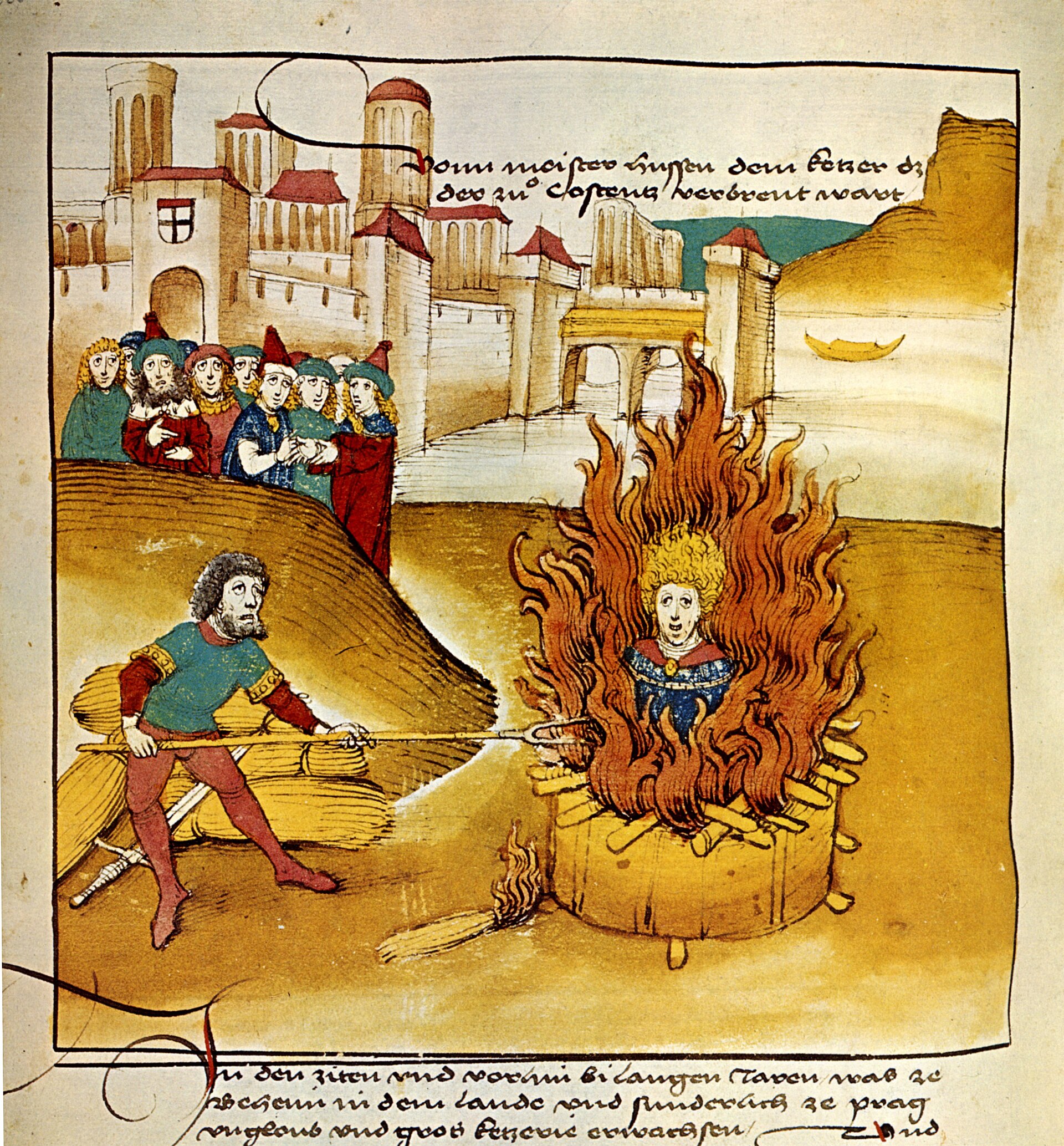 Burning of Jan Hus in Constance in 1415, picture from the Spiezer Chronik by Diebold Schilling, 1485
