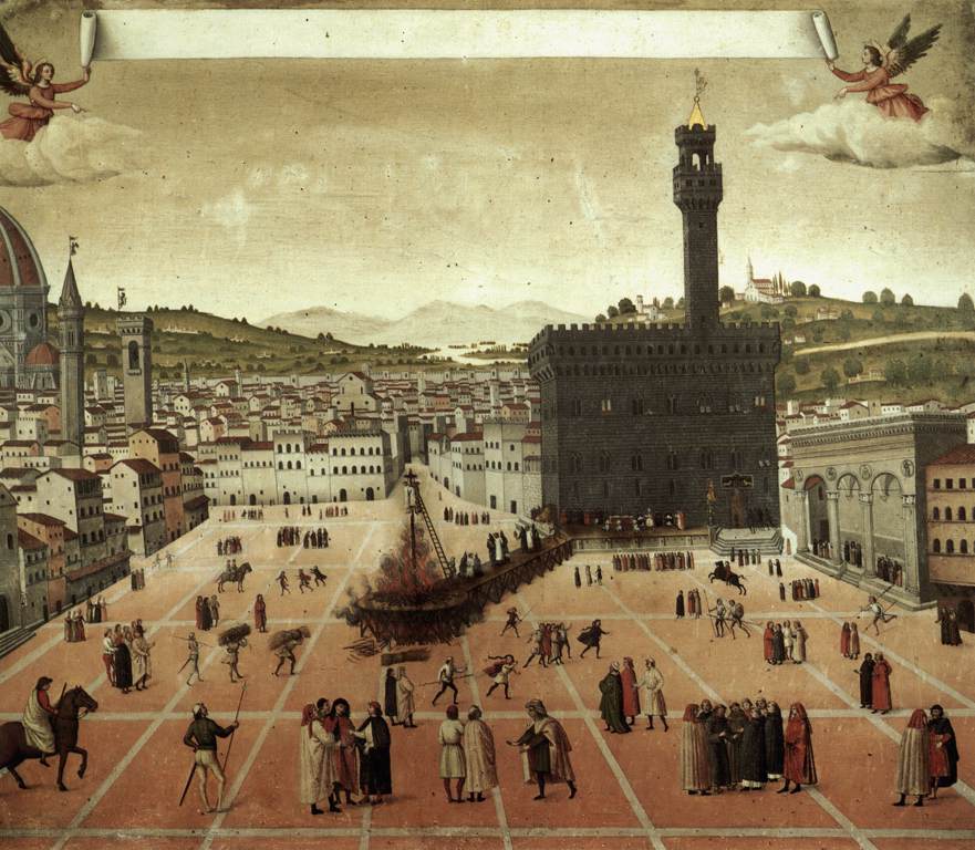 Execution of Savonarola on the Piazza della Signoria in Florence in 1498, attributed to Francesco Rosselli (probably a later copy)