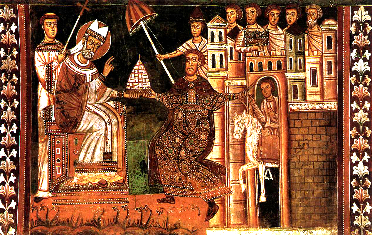 The purported donation of Constantine to Pope Sylvester, fresco in the Oratory of San Silvestro at Santi Quattro Coronati in Rome, 13th century