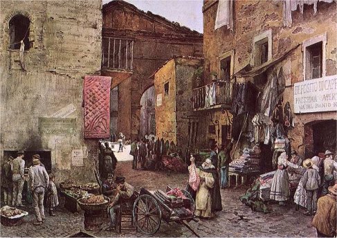 Ettore Roesler Franz, Via Rua in the ghetto of Rome, around 1880