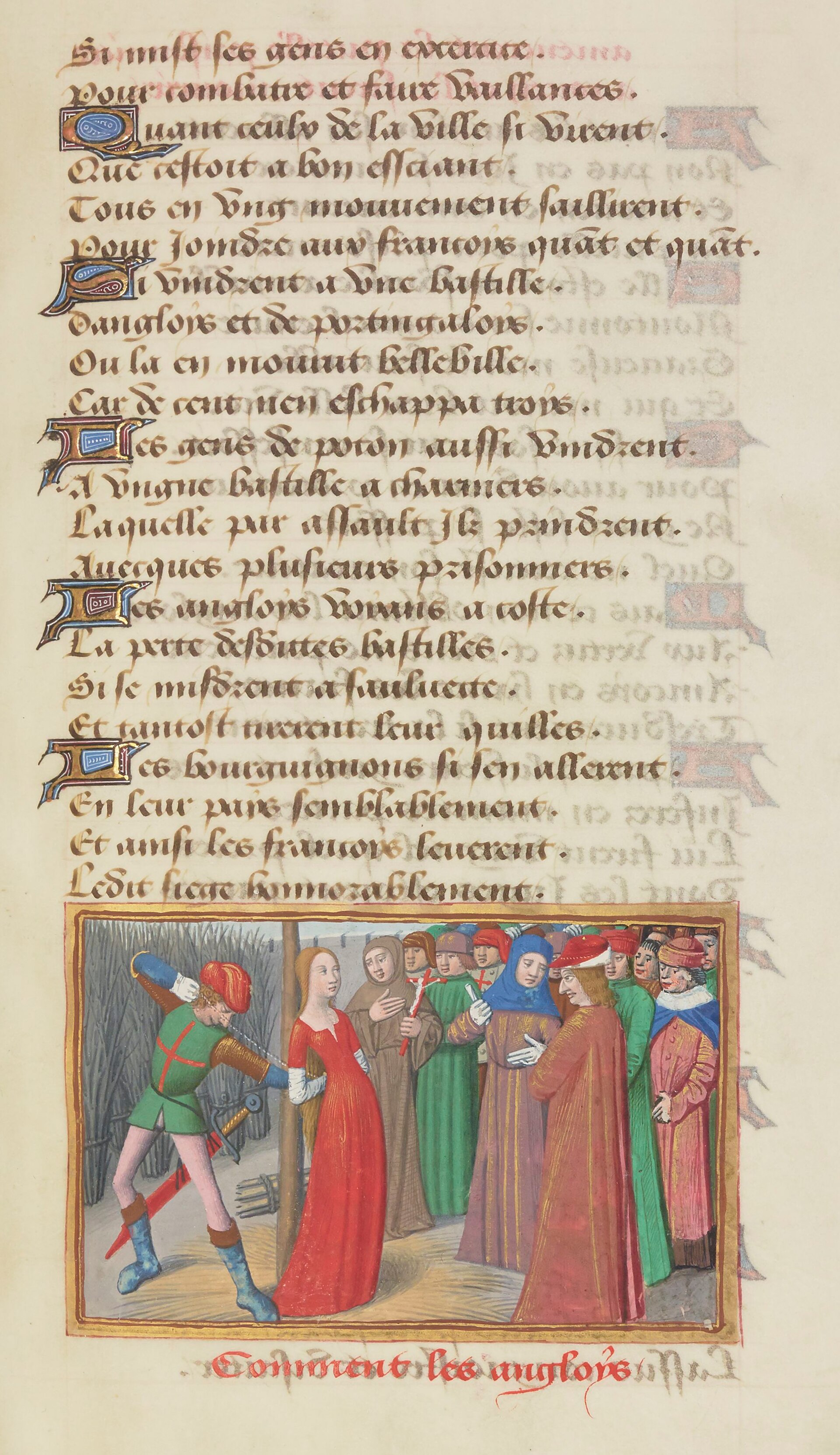 Joan of Arc at the stake on 30 May 1431, illumination from the Vigiles du roi Charles VII, 15th century